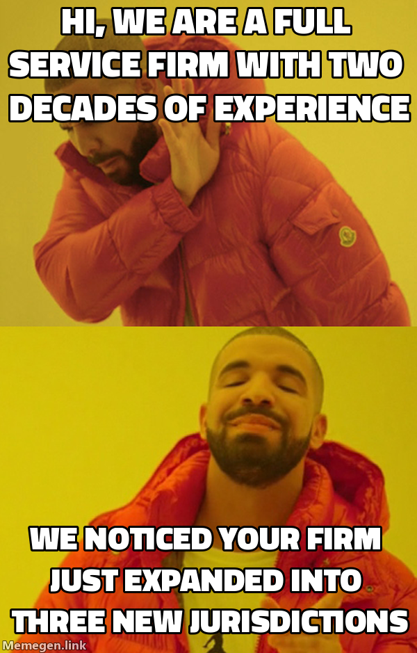 Drake meme: rejecting generic credentials pitch, approving specific signal-based opening line